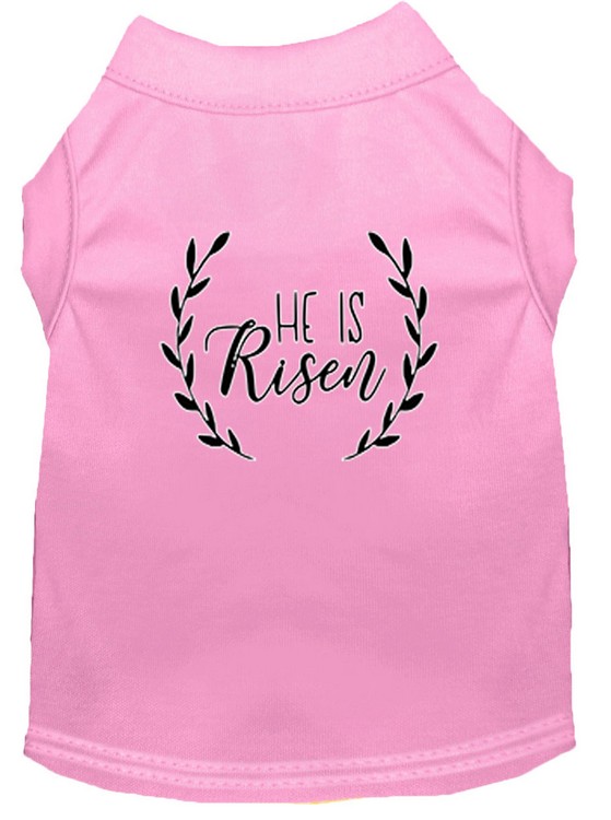 He Is Risen Screen Print Dog Shirt Light Pink Lg